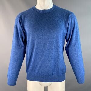 KITON Size M Blue Knitted Cashmere / Silk Crew-Neck Pullover